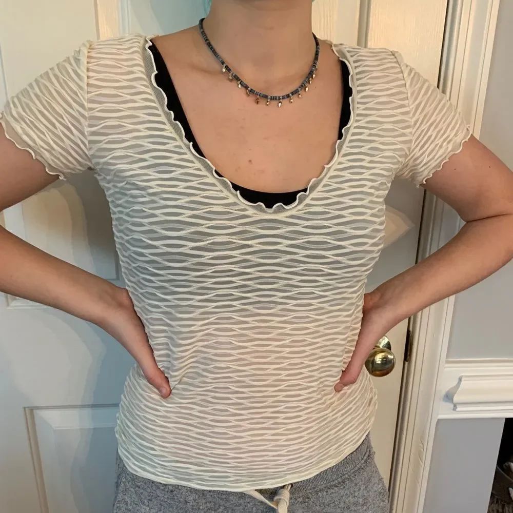 Armani Collezioni Cream Sheer Texture Top 8